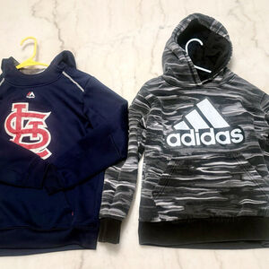 Boys Youth Hoodies Size M -Adidas + Majestic Cardinals LOT of 2, Great Condition